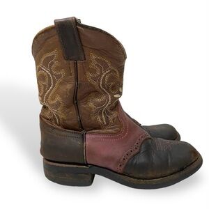 Girls Cowgirl boots size 1-2 real leather pink and brown